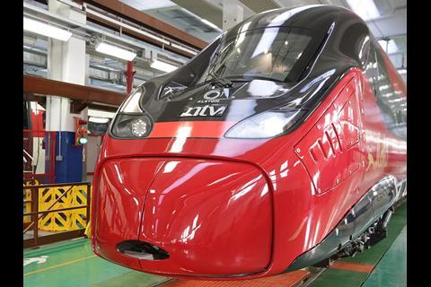 Alstom has unveiled the first vehicle from a fleet of 12 Pendolino trainsets it is supplying to private high speed operator NTV.